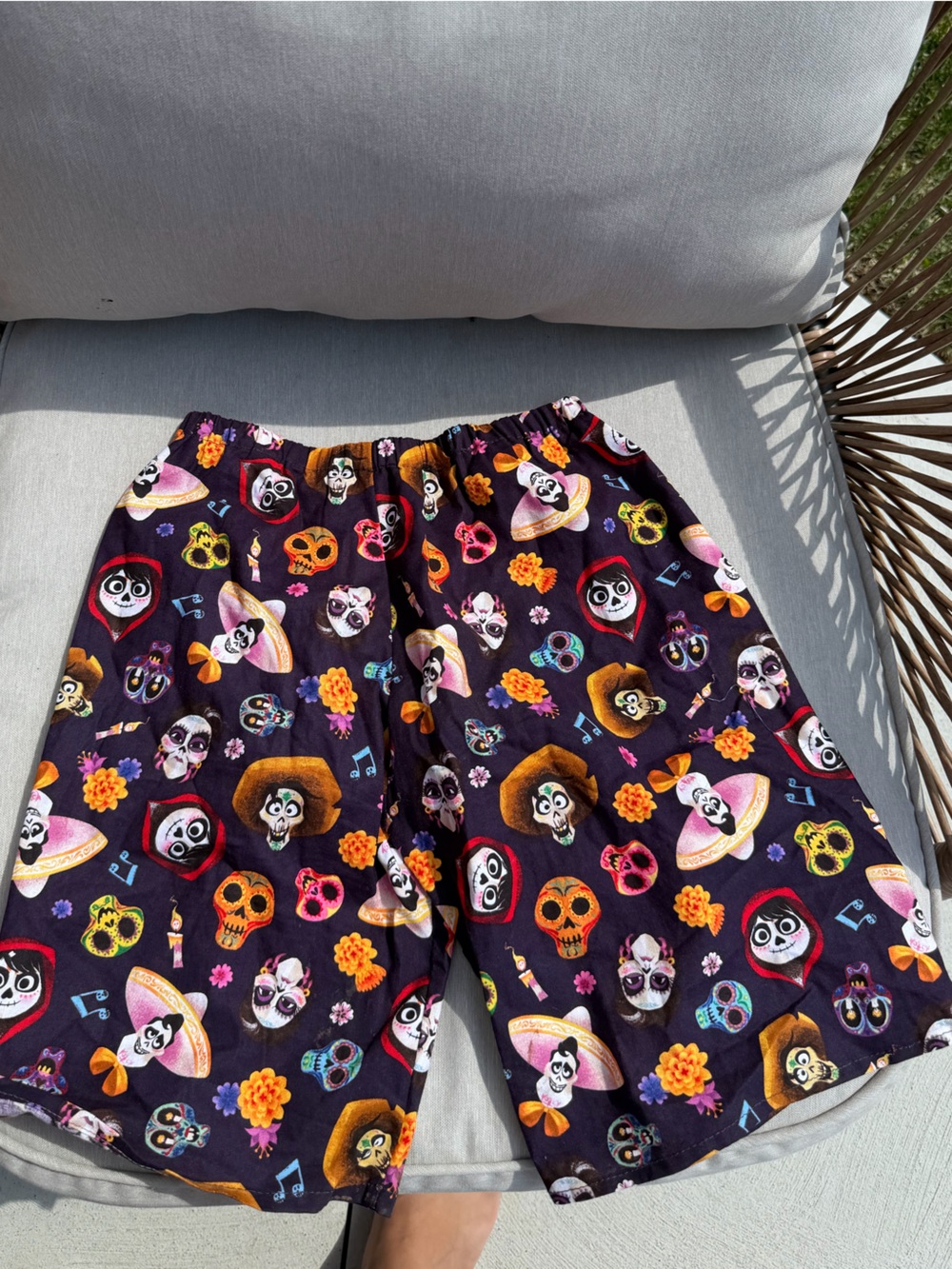 Custom disney coco Day of the Dead Skull Print Elastic Waist Pants